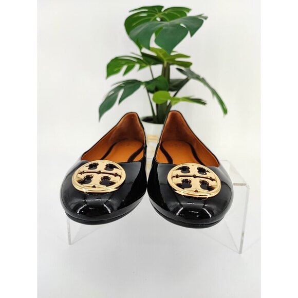 Tory Burch Women's Chelsea Leather Cap Toe Black Ballet Flats Size 7M US - Picture 2 of 8